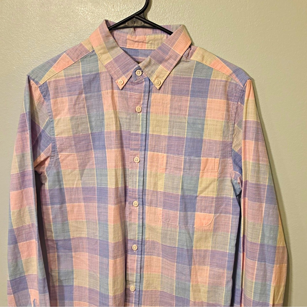 Falls Creek No Tuck Men's Woven Plaid LS Button-Up Button-Down Collar S #236